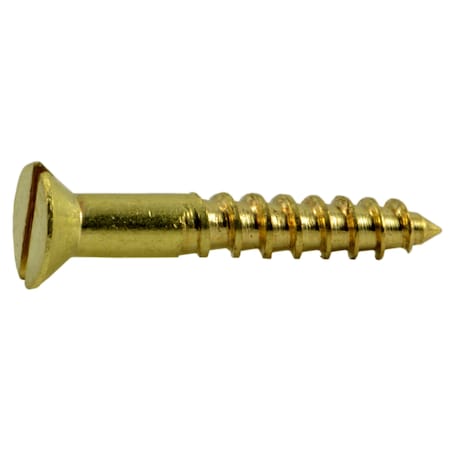 Midwest Fastener Wood Screw, #4, 3/4 in, Plain Brass Flat Head Slotted Drive, 48 PK 62056